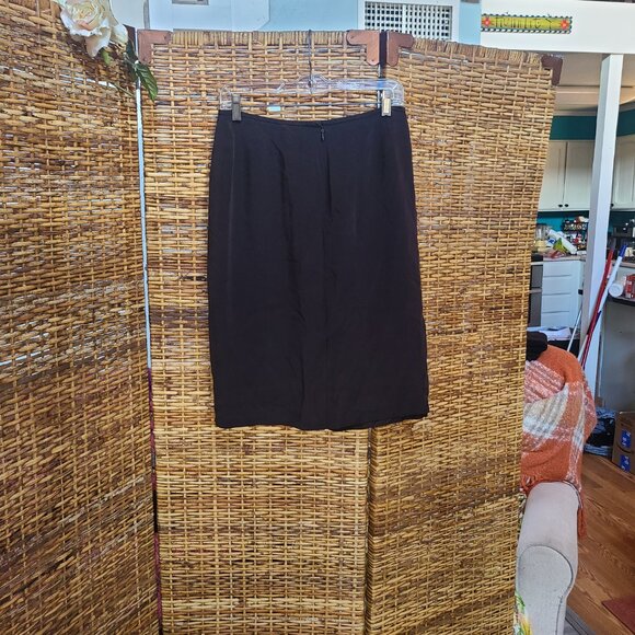 Preston & York Silk Skirt Pencil Black Lined Back Zip Sz 10 - Picture 3 of 6